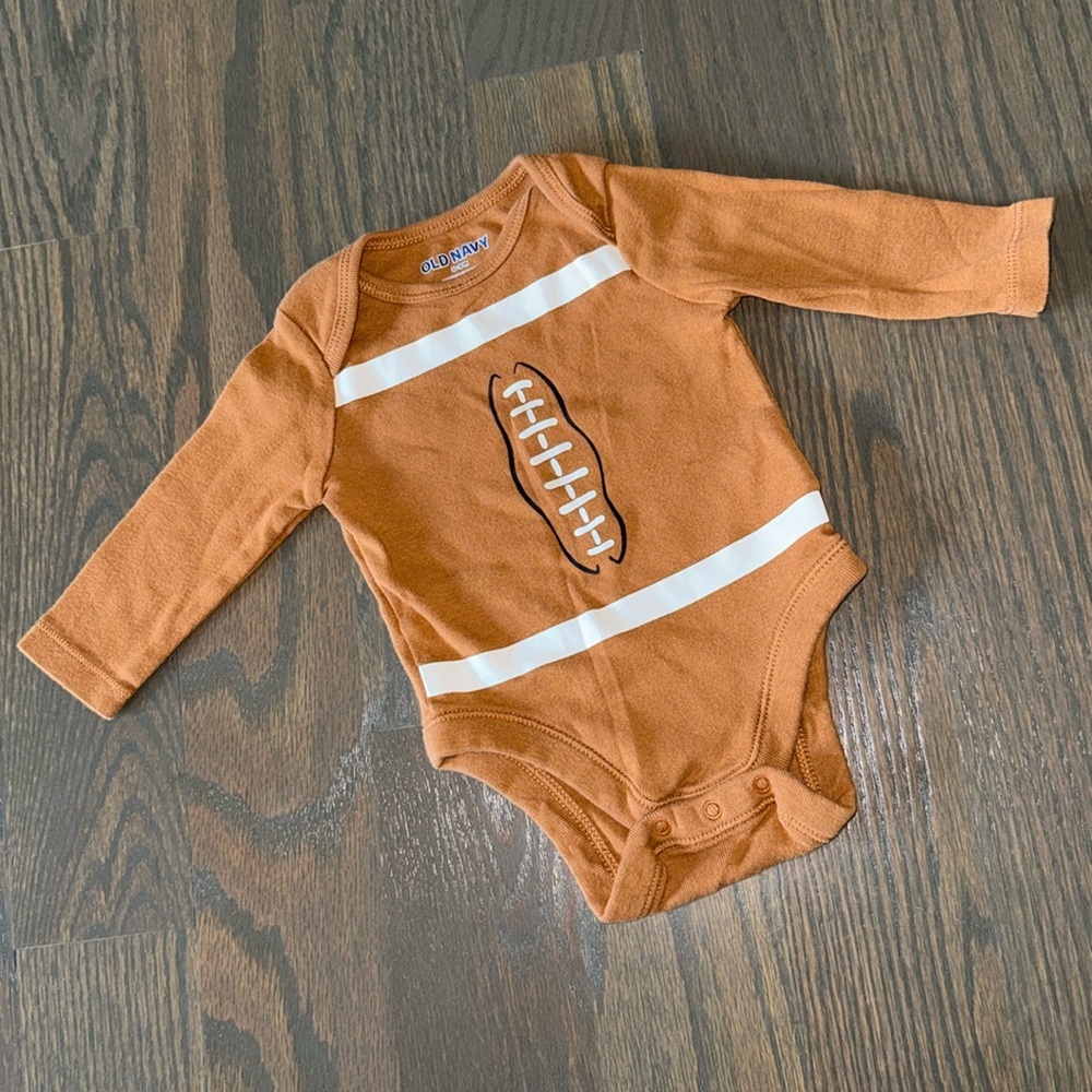 Old Navy Long-Sleeve Football Graphic Bodysuit | 0-3M - Picture 2 of 5